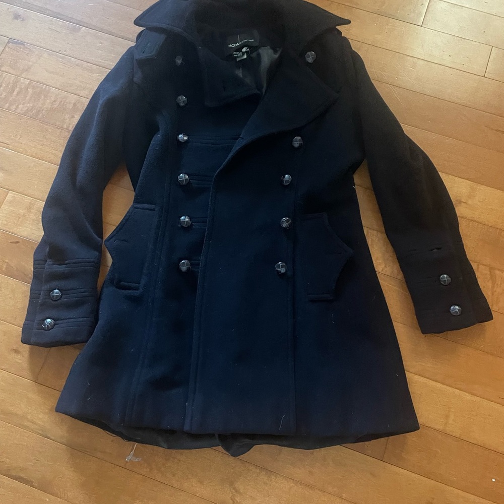 Moda International Black Double-Breasted Pea Coat